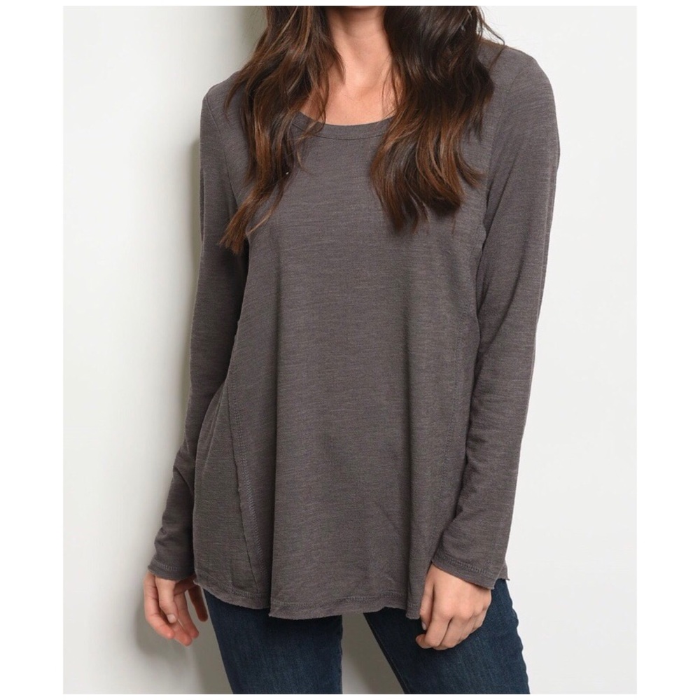GRAY LONG SLEEVE TOP - Picture 3 of 10